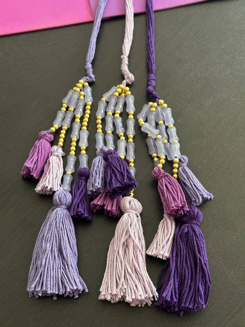 Purple handmade beaded parandi