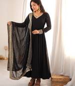 Black georgette anarkali suit set