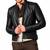 Men's biker leather jacket premium finish black quilted shoulder