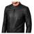 Men's biker leather jacket premium finish black quilted shoulder