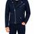 Men's navy blue leather jacket motorcycle biker wear jacket