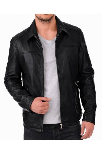 Men's biker black leather jacket real lambskin fashion outerwear