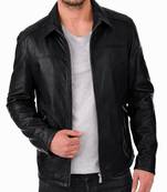 Men's biker black leather jacket real lambskin fashion outerwear
