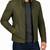 Men's olive green suede leather jacket modern fit stand collar