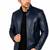 Men's navy blue leather jacket street style lambskin biker jacket