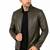 Men's olive green leather jacket timeless style casual biker jacket