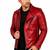 Men's red leather jacket real lambskin motorcycle style quilted jacket