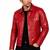 Men's biker red leather jacket casual style lambskin trucker jacket