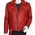 Men's red leather biker jacket premium quality lambskin belted style
