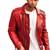 Men's red leather jacket smart casual wear quilted biker jackets