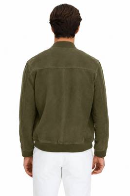 Men's olive green suede leather jacket lambskin biker designer style 3
