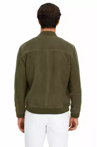 Men's olive green suede leather jacket lambskin biker designer style