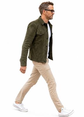 Olive green suede lambskin leather jacket men's iconic look biker 2