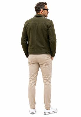 Olive green suede lambskin leather jacket men's iconic look biker 4