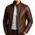 Men's brown leather jacket real lambskin daily wear biker jacket