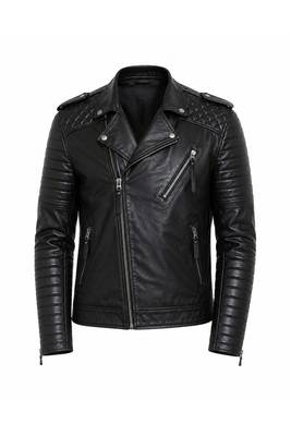 Black leather jacket men lambskin signature look biker jacket 1