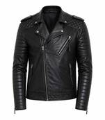 Black leather jacket men lambskin signature look biker jacket