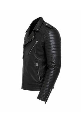 Black leather jacket men lambskin signature look biker jacket 2