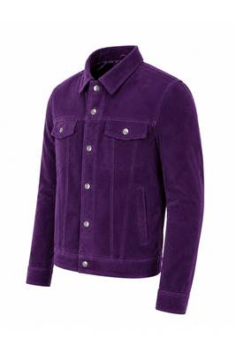 Men's purple suede leather jacket classic design trucker jacket 2