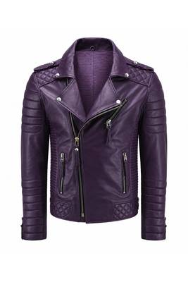Men's purple leather biker jacket everyday party wear quilted jacket 1
