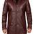 Men's burgundy leather coat real fashion outerwear buttoned coat
