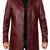 Men's burgundy leather coat real fashion outerwear buttoned coat