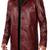 Men's burgundy leather coat real fashion outerwear buttoned coat