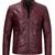 Men's burgundy leather biker jacket vintage style real lambskin jacket