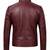 Men's burgundy leather biker jacket vintage style real lambskin jacket