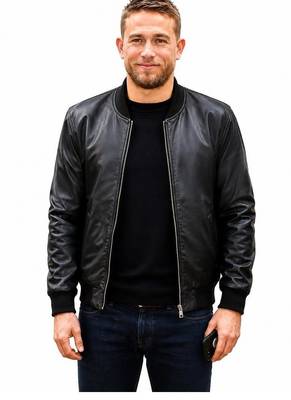 Men's black biker leather jacket real lambskin tailored bomber jacket 2