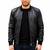 Men's black biker leather jacket real lambskin tailored bomber jacket