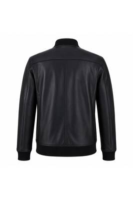 Men's black biker leather jacket real lambskin tailored bomber jacket 3