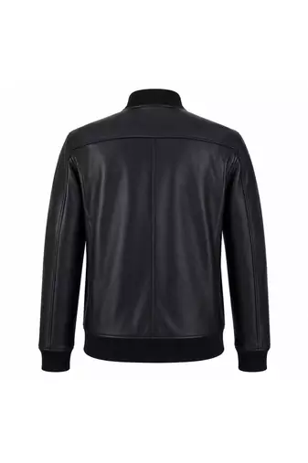 Men's black biker leather jacket real lambskin tailored bomber jacket