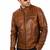 Men's brown leather biker jacket motorcycle style real lambskin jacket