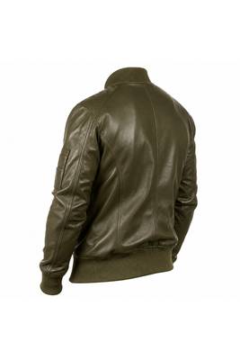 Men's olive green leather jacket real lambskin bomber biker jackets 4