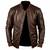 Men's brown leather biker jacket real lambskin bomber ribbed jacket