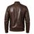 Men's brown leather biker jacket real lambskin bomber ribbed jacket