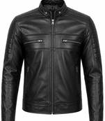 Men's biker black leather jacket genuine lambskin smart casual jacket