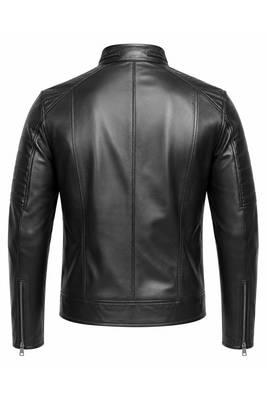 Men's biker black leather jacket genuine lambskin smart casual jacket 3