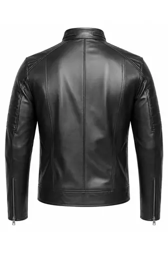 Men's biker black leather jacket genuine lambskin smart casual jacket