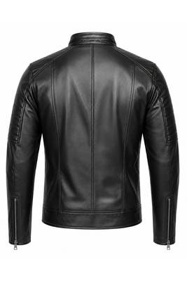 Men's biker black leather jacket genuine lambskin smart casual jacket 4