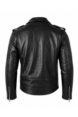 Men's black leather jacket iconic look real lambskin belted biker jacket 4