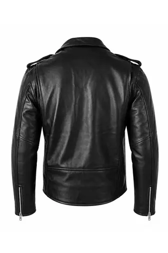 Men's black leather jacket iconic look real lambskin belted biker jacket