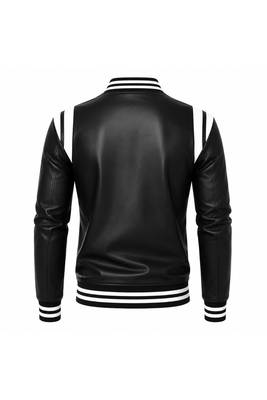 Men's black leather jacket real lambskin iconic look bomber biker jacket 3