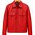 Men's red leather trucker jacket signature look buttoned style jacket