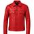 Men's red leather trucker jacket signature look buttoned style jacket