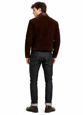 Men's leather trucker jacket signature look brown suede jacket 4