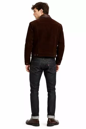 Men's leather trucker jacket signature look brown suede jacket