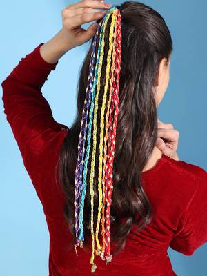 Multicolored handmade rainbow hair braids 1