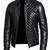 Men's black leather biker jacket premium finish lambskin quilted jacket